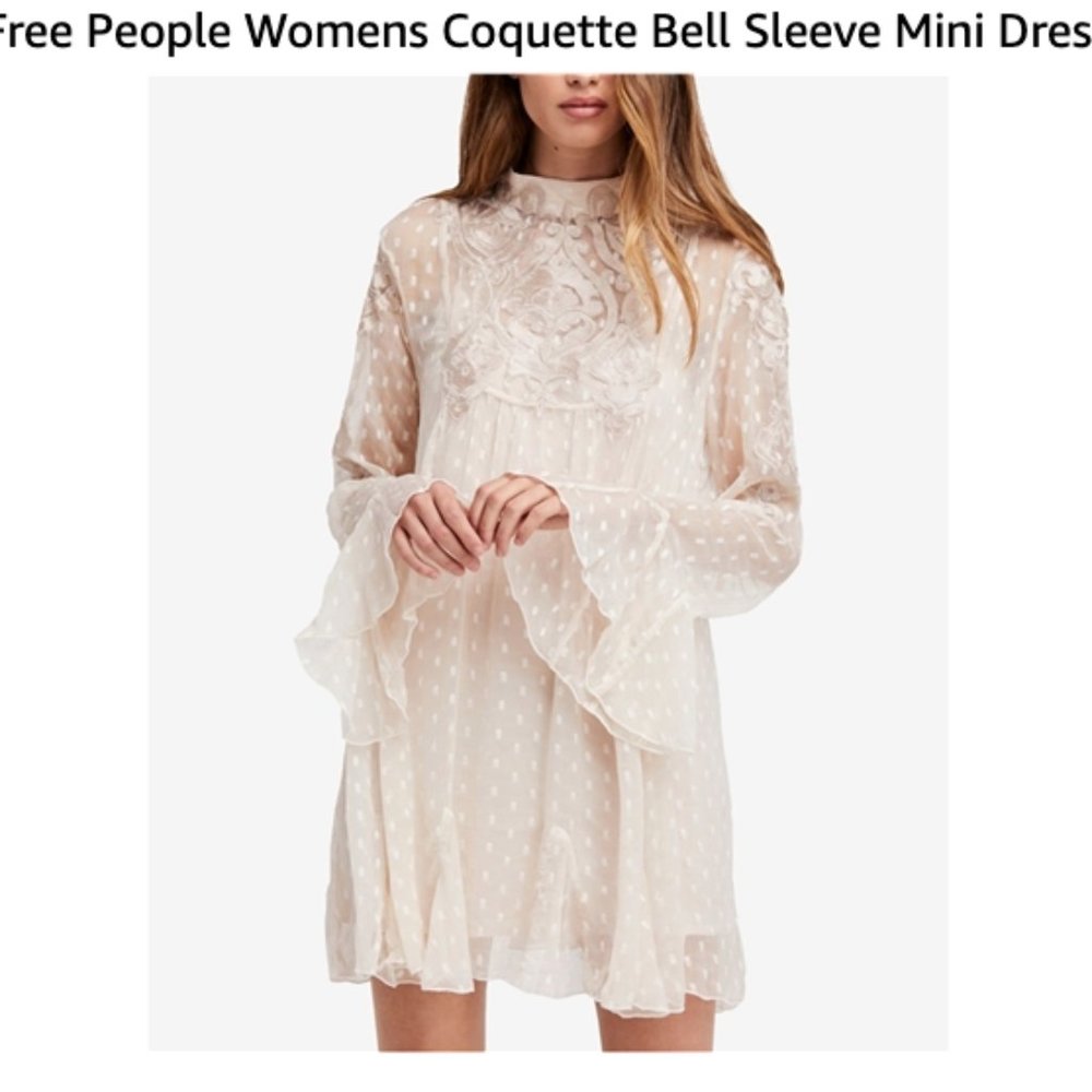 NEW Free People Boho Mini Dress in Champagne
